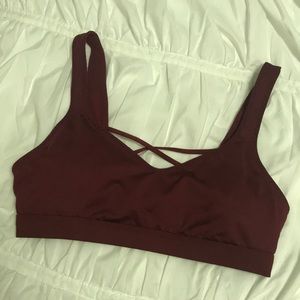 Maroon VS sports bra with strappy back